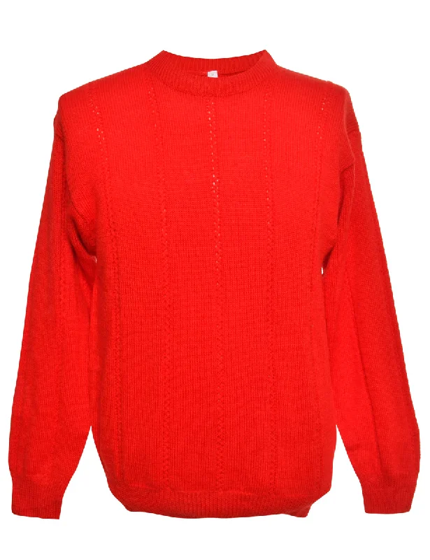 Red Long Sleeved Jumper - M Terry Blend Velvet Blend Canvas Blend