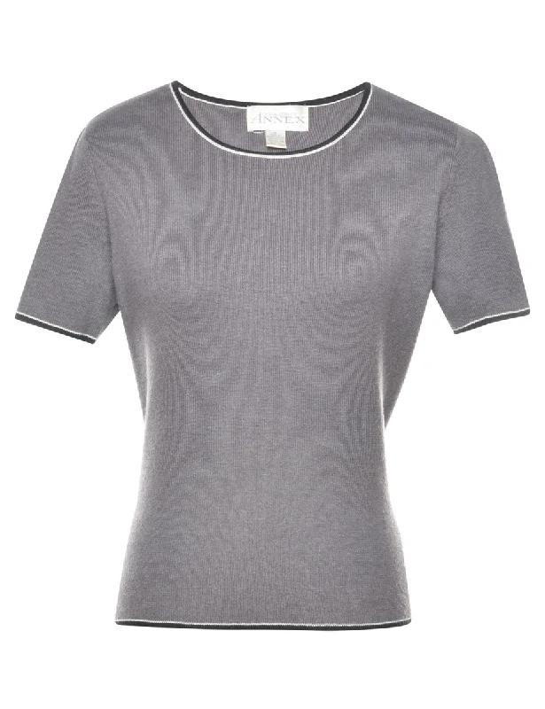 Short Sleeve Grey Jumper - M Elasticated Padded Insulated