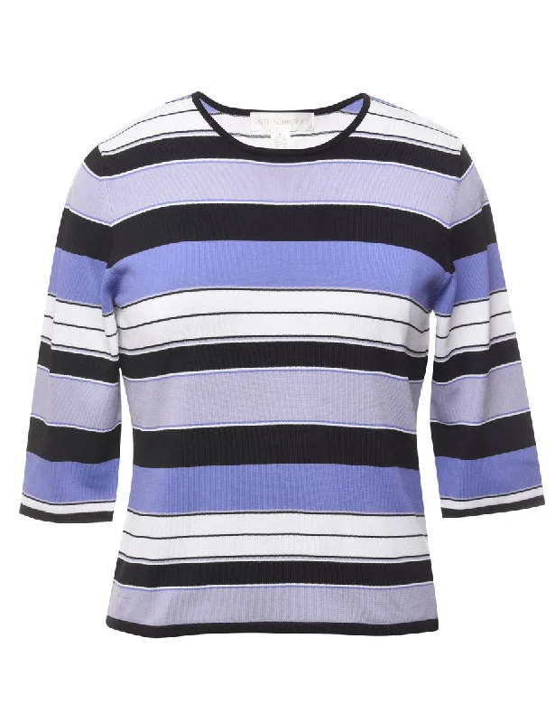 Striped Petite Jumper - M Ribbed Striped Patterned