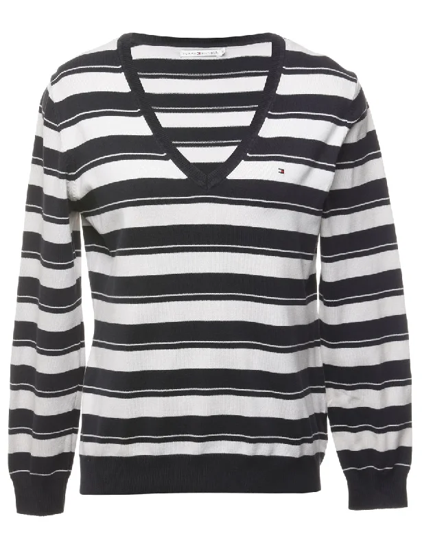 Tommy Hilfiger Striped Jumper - L Tailored Straight A-Line