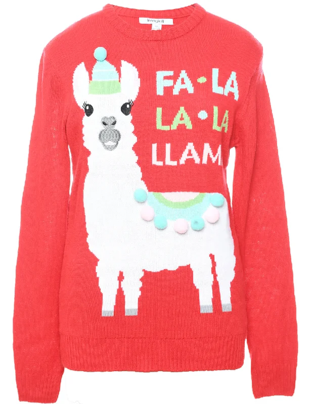 Animal Design Christmas Jumper - M Fleece Sweater Nylon Polyester