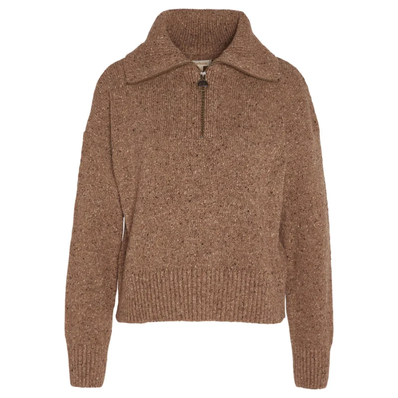 Barbour Lavensdale Half Zip Knitted Ladies Jumper - Honey Fleece Fabric Down Fabric Feather Fabric