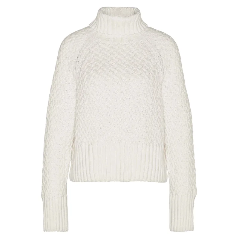 Barbour Malton Wool Cashmere Knitted Ladies Jumper - Ecru Stretchy Elastic Breathable