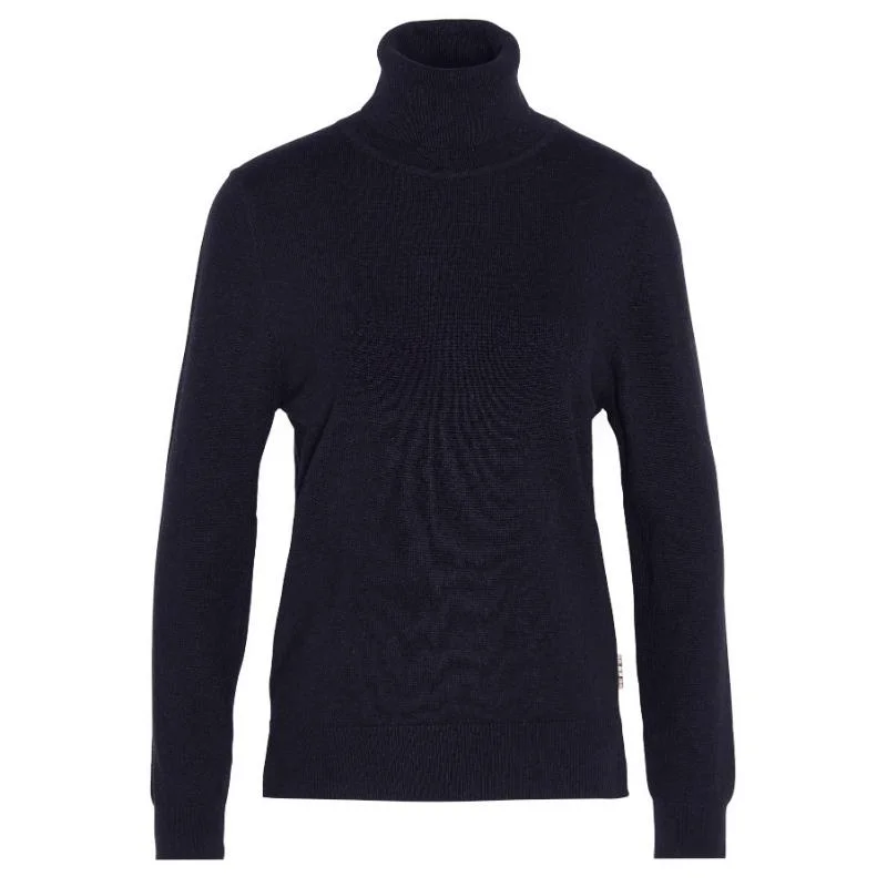 Barbour Pendle Roll Neck Knitted Ladies Jumper - Black/Hessian Tartan Bright Pastel Dark