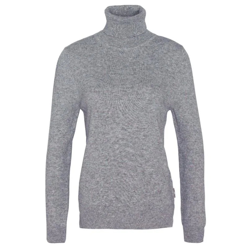 Barbour Pendle Roll Neck Knitted Ladies Jumper - Grey Marl/Hessian Tartan Seamless Knitted Crochet