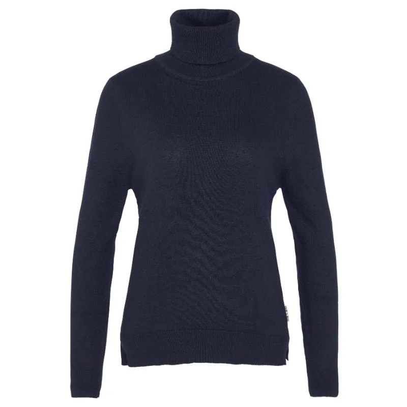 Barbour Pendle Roll Neck Knitted Ladies Jumper - Navy/Hessian Tartan Handmade Hand-knitted Hand-woven