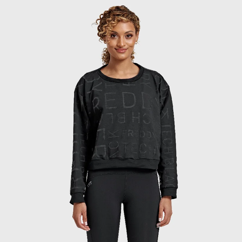 Cropped Jumper Shiny FREDDY Lettering - Black Neon Metallic Matte