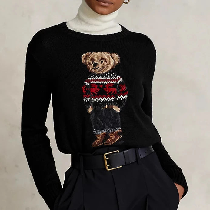 Premium Fair Isle Polo Bear  Jumper Oversized Loose Flowy