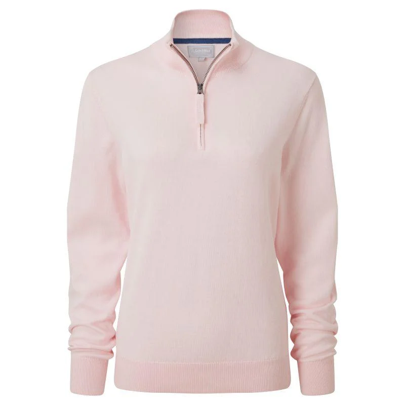 Schoffel Polperro Pima 1/4 Zip Ladies Jumper - Blush Rayon Fabric Velvet Fabric Corduroy Fabric