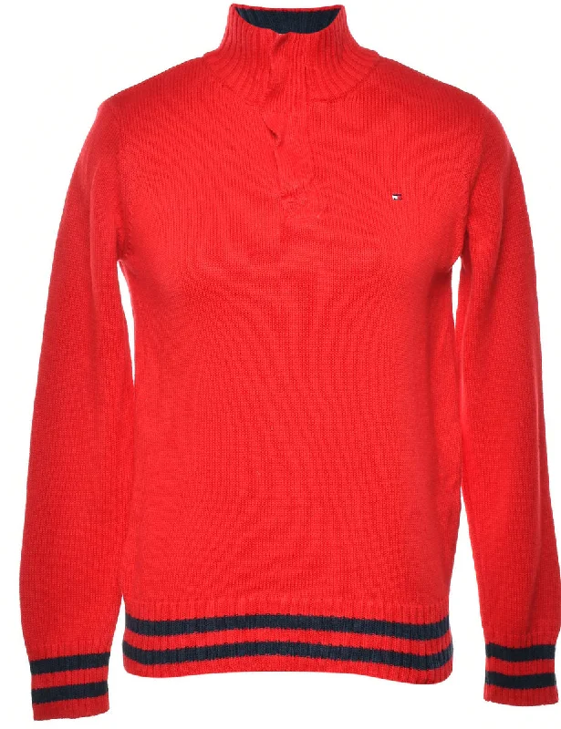 Tommy Hilfiger Quarter Zip Jumper - M Fitted Slim Tailored