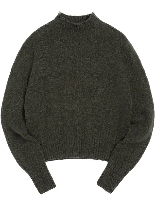 YMC Bryter Knit Jumper Olive Hooded Caped Shawl Collar