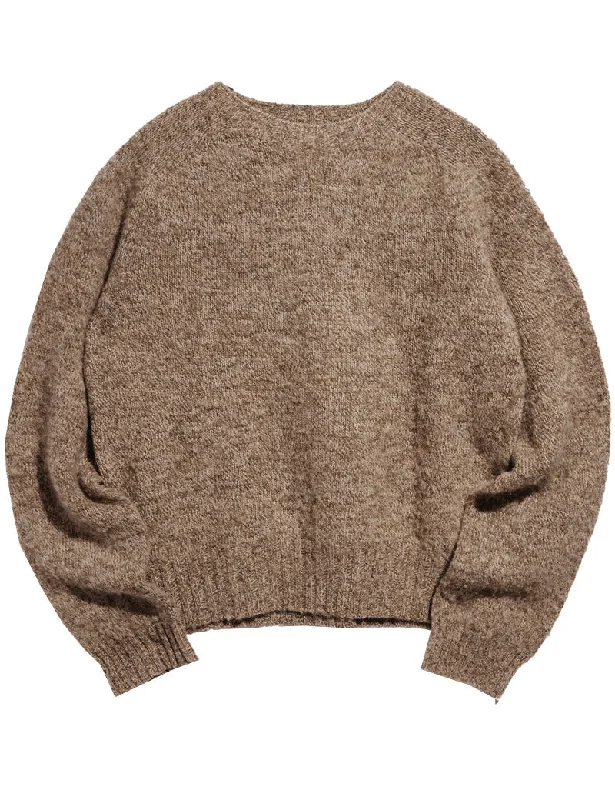 YMC Earth Jets Crew Neck Jumper Natural Mesh Blend Leather Blend Suede Blend