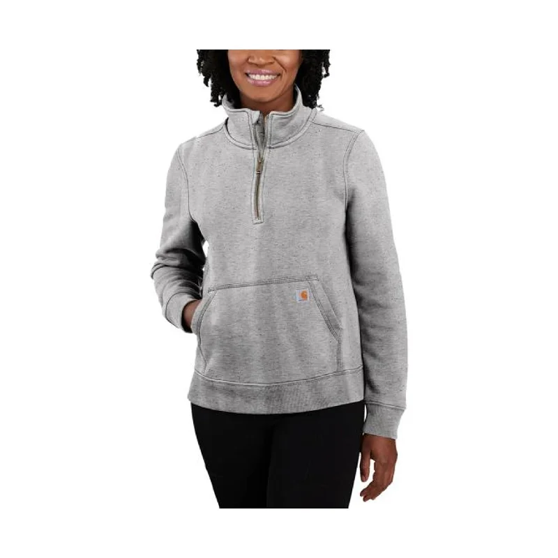 Carhartt Women's Relaxed Fit Midweight Quarter Zip Sweatshirt - Asphalt Heather Hoodie with Half-Zip Sporty Casual