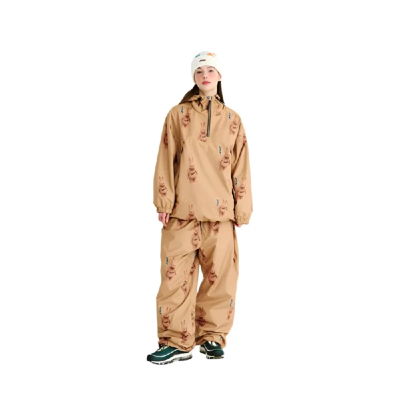 3D Bearrabbit Wide Track Snowboard Pants Chic Wool Trousers