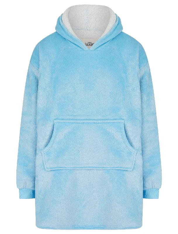 Adult Snuggling Soft Fleece Borg Lined Oversized Hooded Blanket with Pocket in Blue Bell - Tokyo Laundry Hoodie with Gradient Ombre Colorful