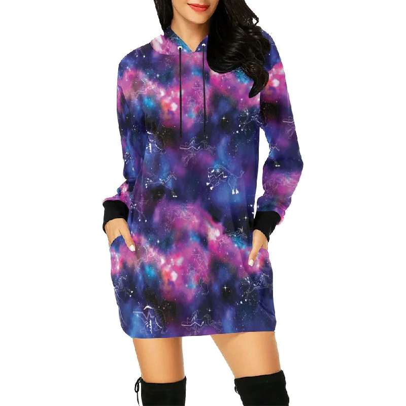 Animal Ancestors 1 Blue and Pink Hoodie Dress Hoodie with Button Classic Timeless