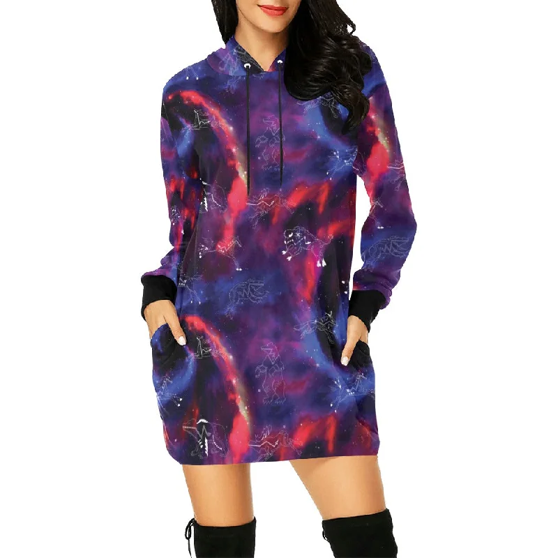 Animal Ancestors 3 Blue Pink Swirl Hoodie Dress Hoodie with Lining Warm Insulated