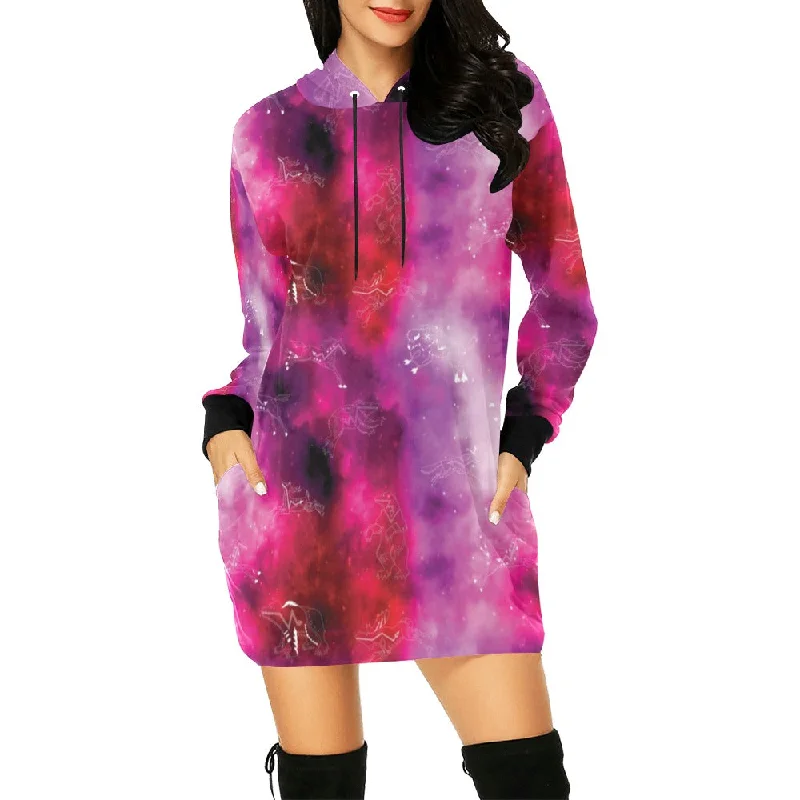 Animal Ancestors 8 Gaseous Clouds Pink and Red Hoodie Dress Hoodie with Rhinestones Sparkly Elegant