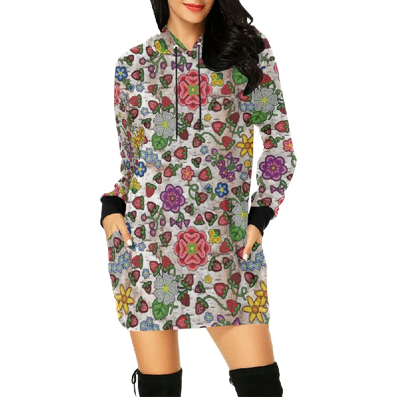 Berry Pop Br Bark Hoodie Dress Hoodie with Front Slit Layering Stylish