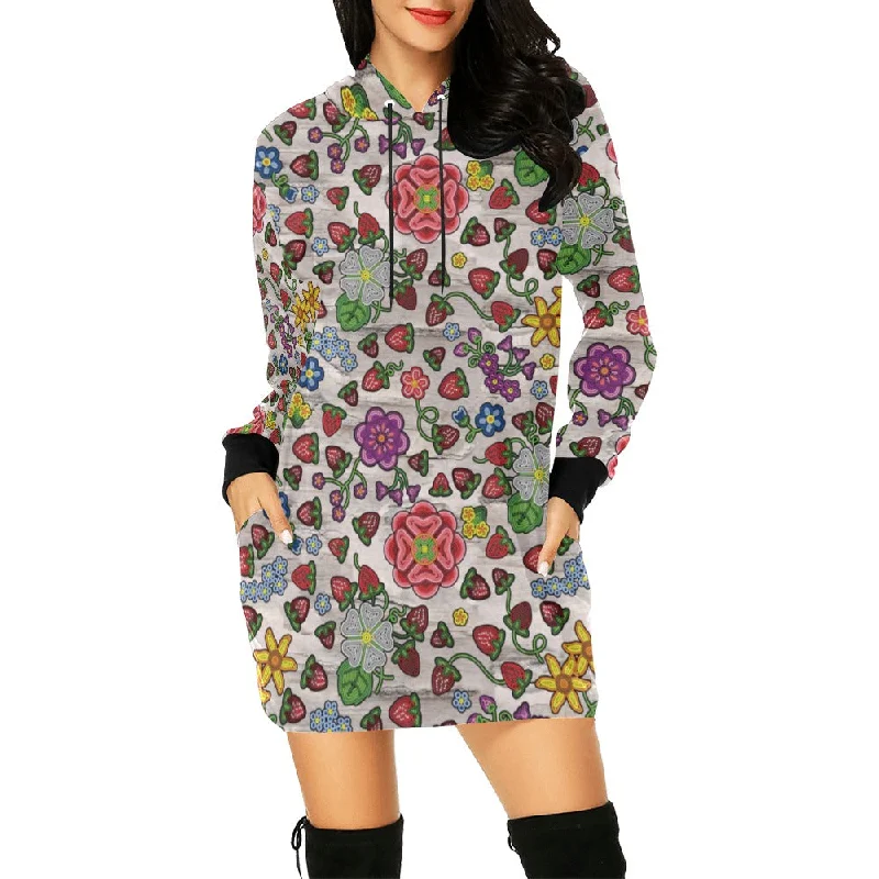 Berry Pop Bright Birch Hoodie Dress Hoodie with Raw Hem Edgy Unfinished