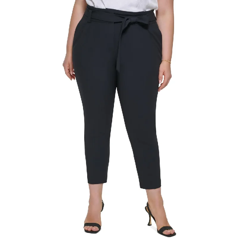 Plus Womens Pleated Lined Straight Leg Pants Fashionable Track Pants