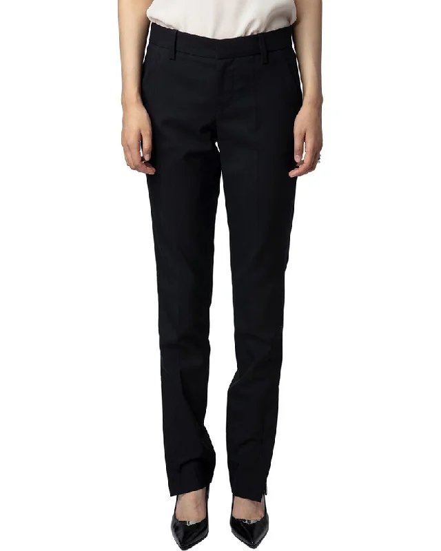 Zadig & Voltaire Prune Zip Tailleur Wool Pant Trendy Printed Leggings