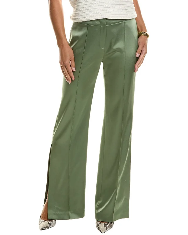 Elie Tahari Satin Side Slit Pant Comfy High-Waist Jeans