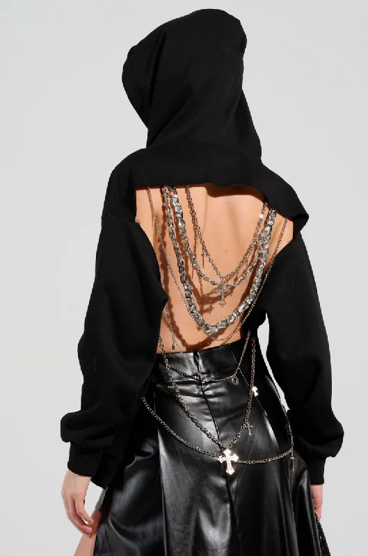 CHAINS FOR YOU HOODIE Hoodie with Tied Waist Feminine Flattering