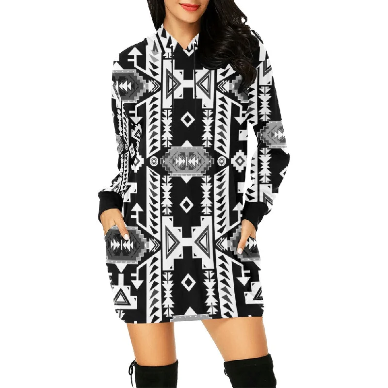 Chiefs Mountain Black and White Hoodie Dress Hoodie with Hem Contrast Bold Stylish