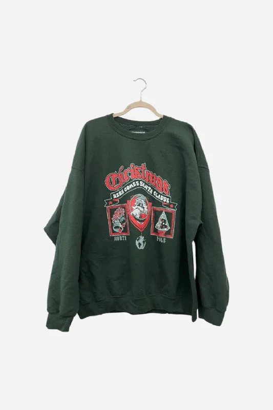 Livy Lu Christmas Patch Sweatshirt Hoodie with Puffed Sleeves Voluminous Trendy