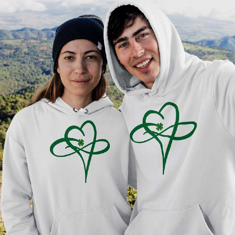 Clover Heart Graphic Unisex Hoodie Cozy & Stylish Infinity Heart Design, lioness-love Hoodie with Turtle Neck Cozy Winter