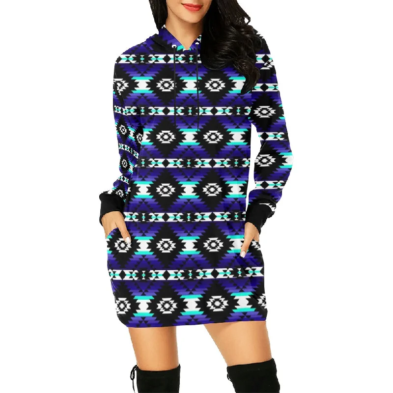 Cree Confederacy Midnight Hoodie Dress Hoodie with Hem Applique Textured Unique