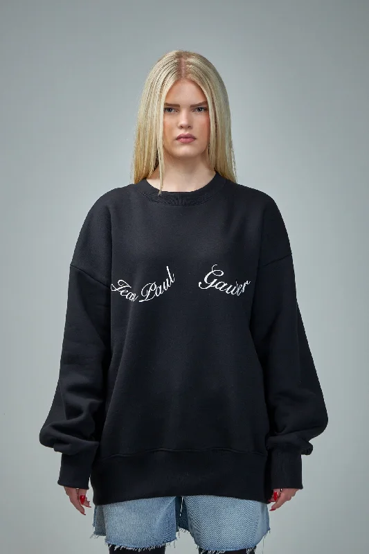 Crewneck Cotton Sweatshirt "Jean Paul Gaultier" Hoodie with Elastic Waist Stretchable Comfortable