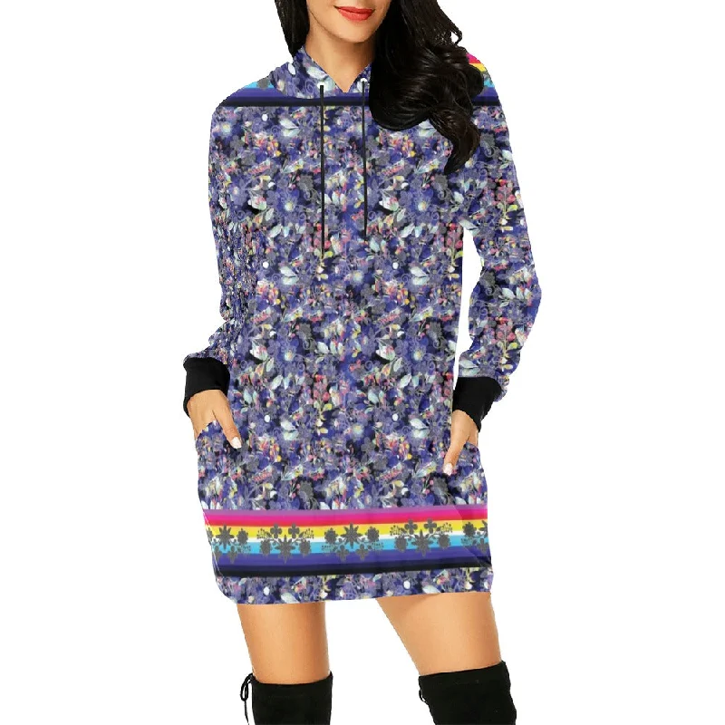 Culture in Nature Blue Hoodie Dress Hoodie with Zipper Placket Modern Functional