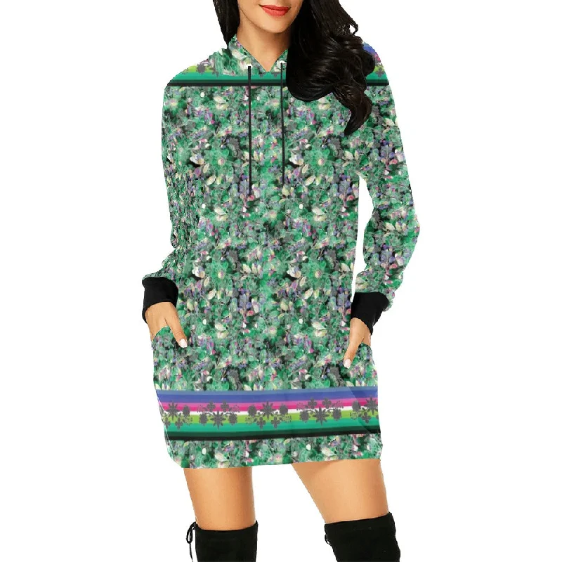 Culture in Nature Green Hoodie Dress Hoodie with Belted Waist Structured Tailored