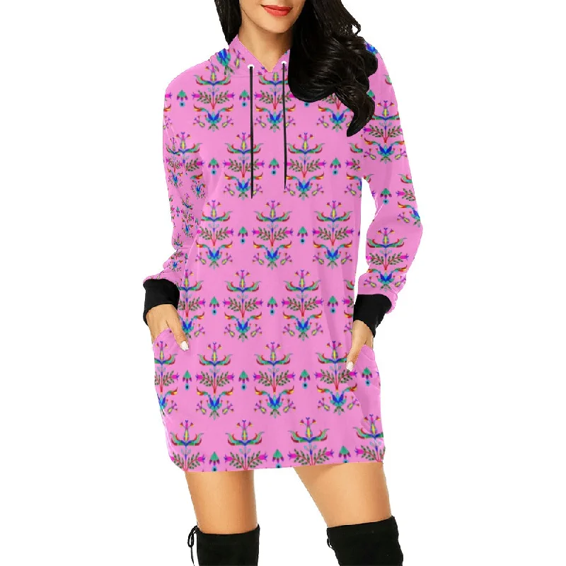 Dakota Damask Cheyenne Pink Hoodie Dress Hoodie with Illustration Artistic Creative