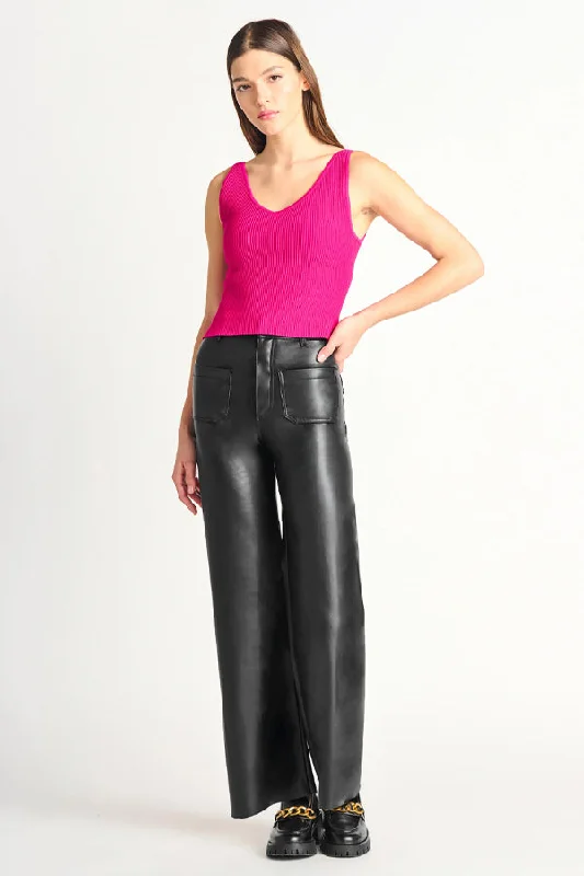 Dex Wide Leg Leather Pants Comfortable Wide-Leg Pants