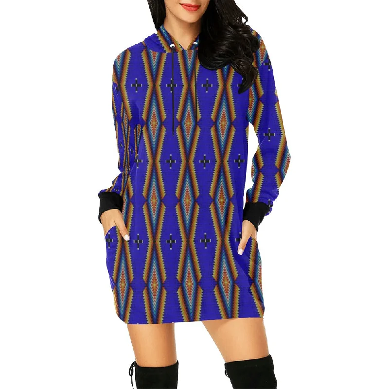 Diamond in the Bluff Blue Hoodie Dress Hoodie with Camouflage Military Edgy