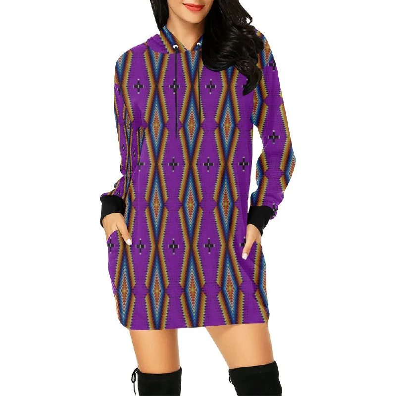 Diamond in the Bluff Purple Hoodie Dress Hoodie with Neon Bright Vibrant