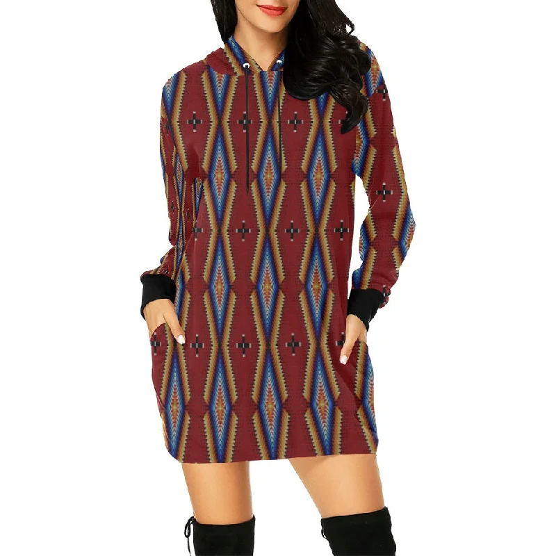 Diamond in the Bluff Red Hoodie Dress Hoodie with Oversized Fit Loose Comfortable