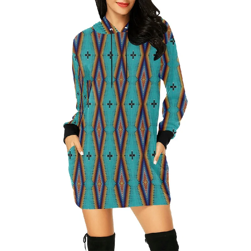 Diamond in the Bluff Turquoise Hoodie Dress Hoodie with Longline Fit Extended Stylish