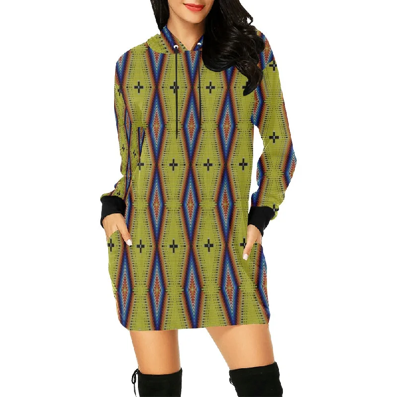 Diamond in the Bluff Yellow Hoodie Dress Hoodie with Puffed Sleeves Voluminous Trendy