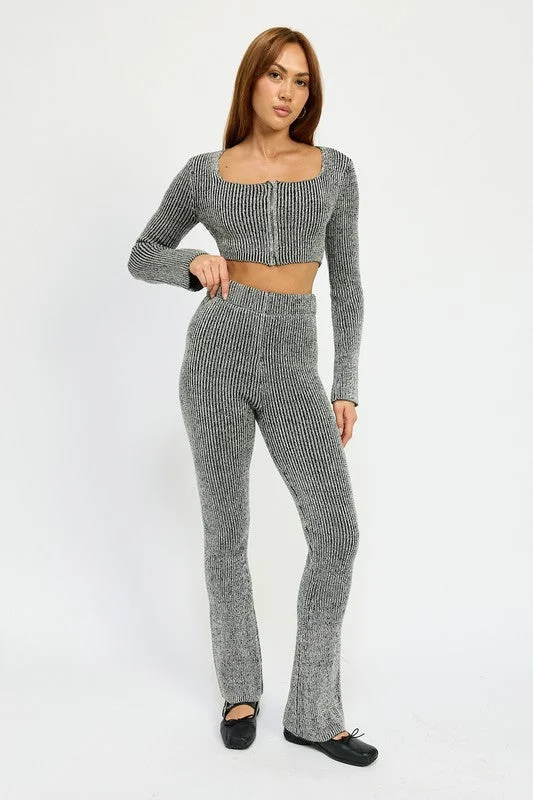 Emory Park High Waist Ribed Pants Relaxed High-Waist Trousers