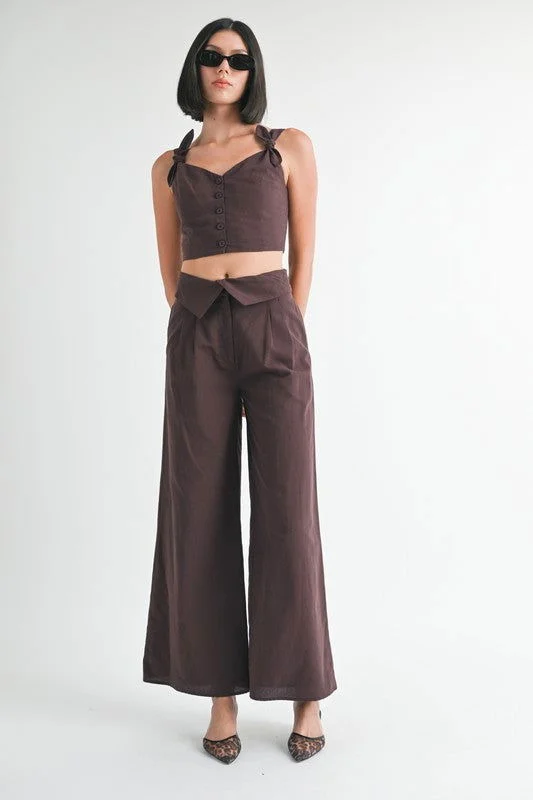 Emory Park Fold Over Pants With Wide Leg Comfortable Jogger Trousers