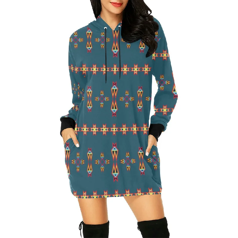 Four Directions Lodges Ocean Hoodie Dress Hoodie with Oversized Fit Loose Comfortable