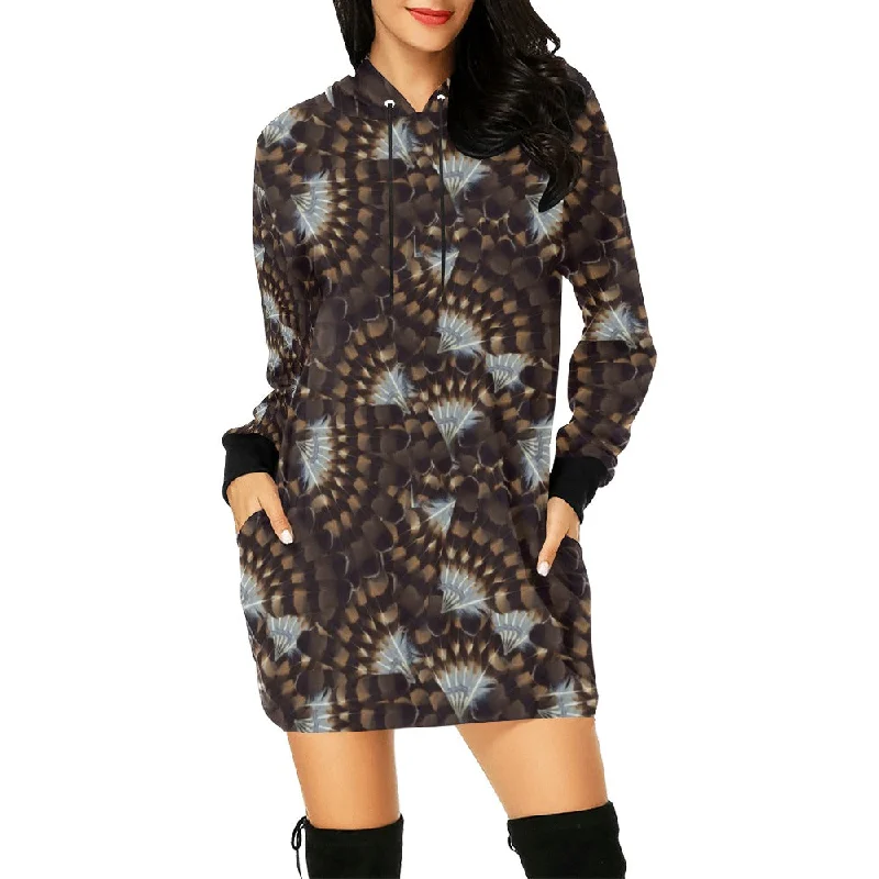 Hawk Feathers Hoodie Dress Hoodie with Magnetic Closure Innovative Modern