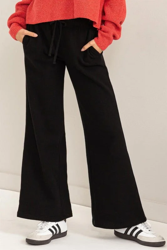 HYFVE The Feelin Cute Mid-Rise Drawstring Wide Leg Pants High-Waist Jogger Pants