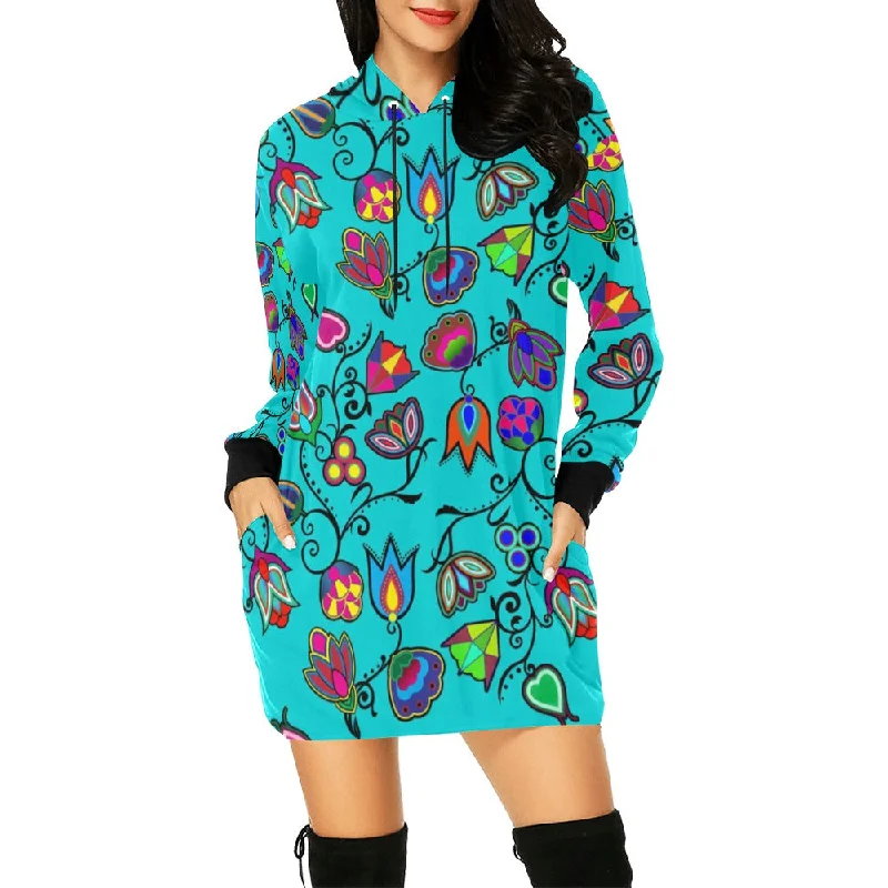 Indigenous Paisley Sky Hoodie Dress Hoodie with Velcro Closure Adjustable Secure