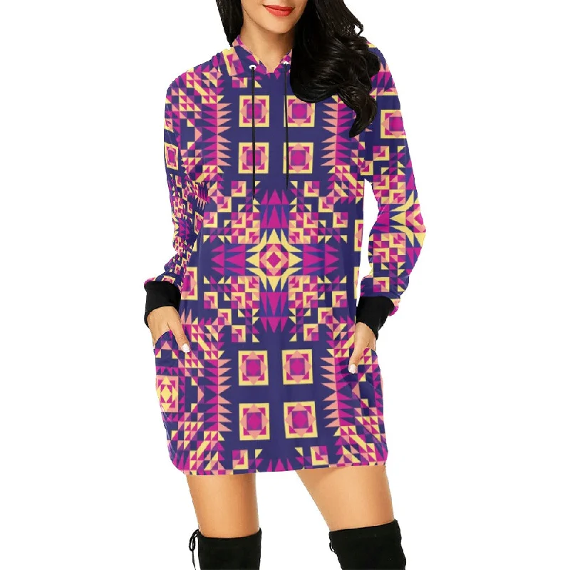 Kaleidoscope Bleu Hoodie Dress Hoodie Sweatshirt Pullover