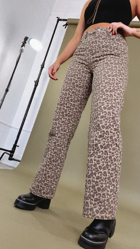 Trending Now Wide Leg Leopard Print Pant Cozy Jogger Leggings